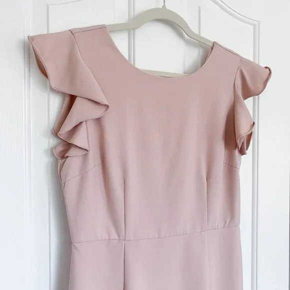 TCEC Dress Womens Blush Pink Ruffle Mini Party Dress Cocktail Bridal Wedding - Picture 2 of 7